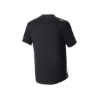 Maglia Alpinestars A-Aria Polartec Switch, maglia da MTB a maniche corte, nero, vista posteriore che mostra la vestibilità performante e la coda più lunga, tessuto tecnico traspirante per il trail riding