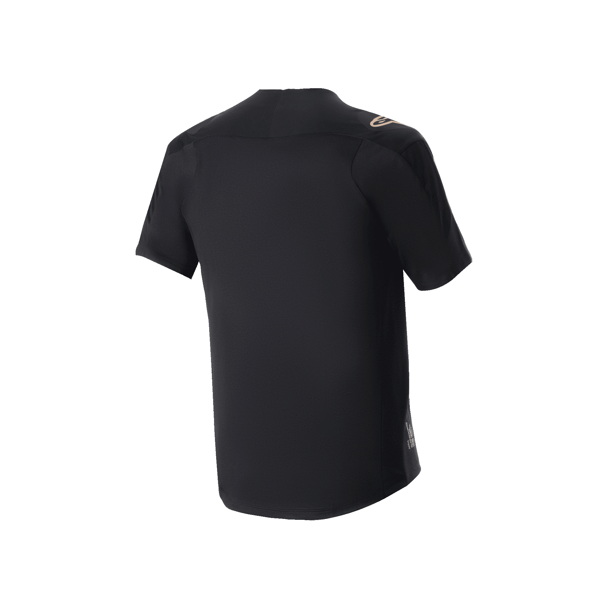 Maglia Alpinestars A-Aria Polartec Switch, maglia da MTB a maniche corte, nero, vista posteriore che mostra la vestibilità performante e la coda più lunga, tessuto tecnico traspirante per il trail riding