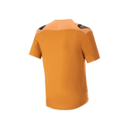 Alpinestars Maglia A-Aria Polartec Switch, maglia da MTB a maniche corte, oro scuro, vista posteriore con loghi neri sulle spalle e coda più lunga, abbigliamento tecnico da mountain bike