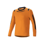 Alpinestars A-Dura Dri Wool Jersey - Manica Lunga, maglia da mountain bike, oro scuro, girocollo nero e pannelli in rete su spalle e braccia, scritta Alpinestars sul petto, misto lana tecnico per trail riding