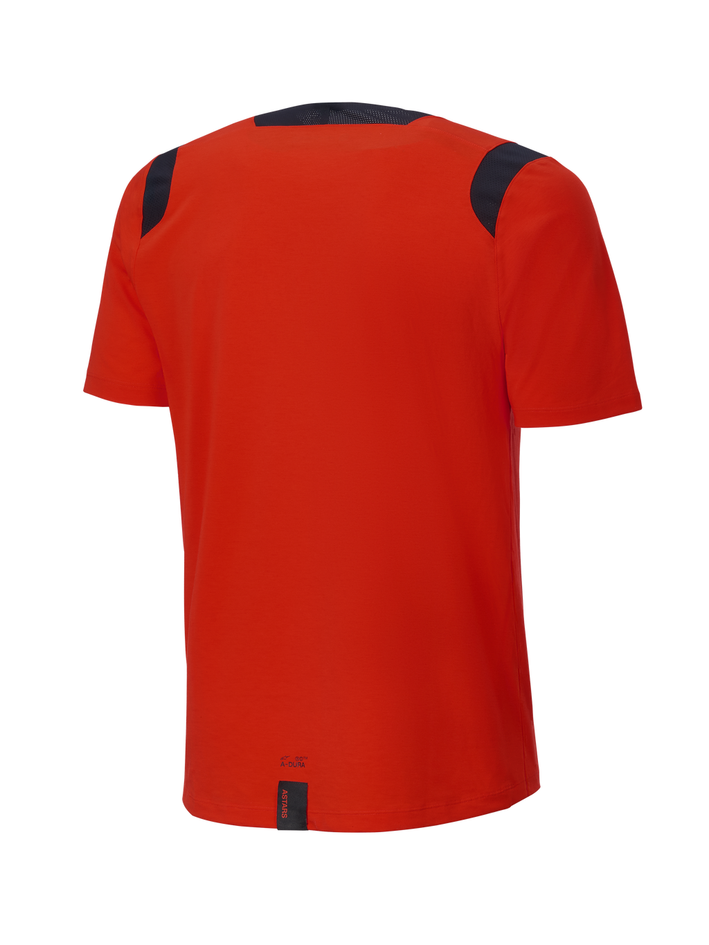 Alpinestars A-Dura Dri Wool Short Sleeve Jersey, maglia a maniche corte, Spicy Orange, vista posteriore, con pannelli in rete neri su spalle e colletto, coda più lunga per una maggiore copertura nel trail riding
