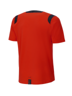 Alpinestars A-Dura Dri Wool Short Sleeve Jersey, maglia a maniche corte, Spicy Orange, vista posteriore, con pannelli in rete neri su spalle e colletto, coda più lunga per una maggiore copertura nel trail riding