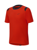 Maglia a maniche corte Alpinestars A-Dura Dri Wool, arancione Spicy Orange con pannelli in rete neri su colletto e spalle, design minimalista con piccolo logo sul petto, abbigliamento tecnico da mountain bike