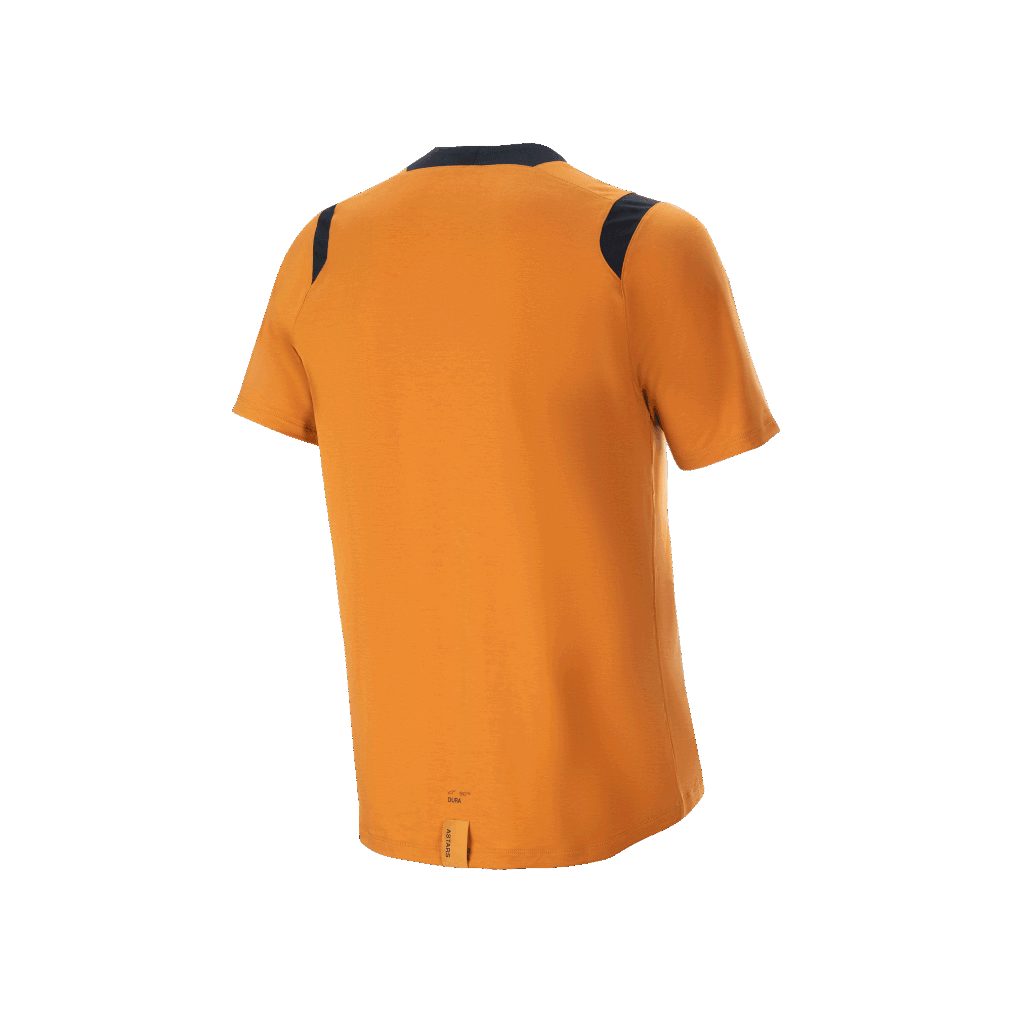 Maglia a maniche corte Alpinestars A-Dura Dri Wool, Dark Gold, vista posteriore con pannelli in rete nera sulle spalle e coda più lunga, abbigliamento tecnico da ciclismo