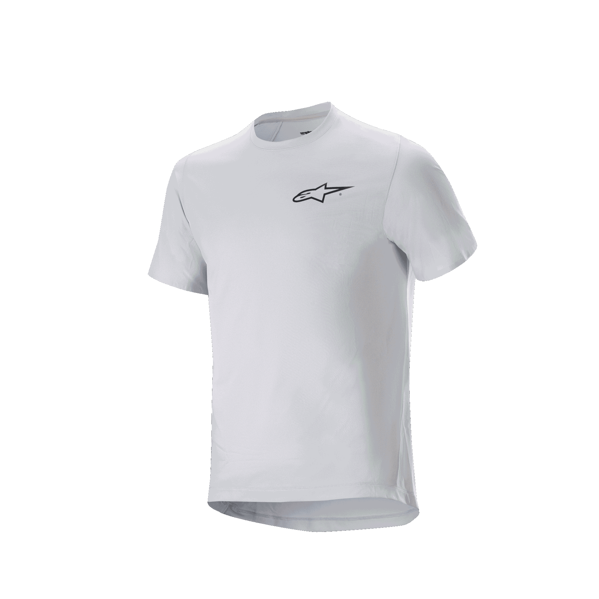 Maglia Alpinestars A-Aria Astar, maglia da ciclismo a maniche corte, White Dove, con un piccolo logo Alpinestars nero sul petto, vestibilità performante con coda più lunga per la guida MTB