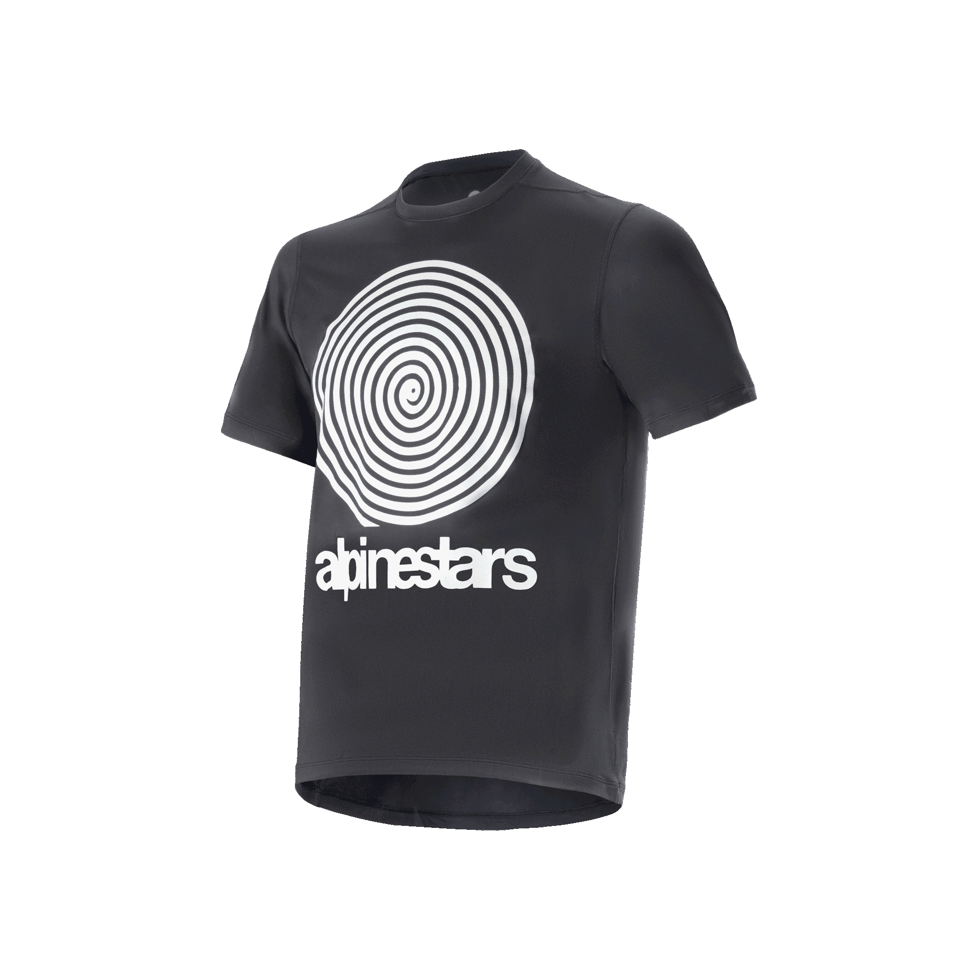 Alpinestars Maglia A-Dura Oscar, maglia da mountain bike a maniche corte, nero, grafica a spirale Oscar vintage bianca e logo wordmark, abbigliamento tecnico da ciclismo