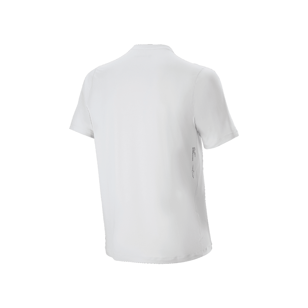 Alpinestars A-Dura Oscar Jersey - a maniche corte, maglia da ciclismo, White Dove, vista posteriore, design bianco minimalista con piccolo logo verticale in basso a destra sulla schiena, abbigliamento tecnico per mountain bike