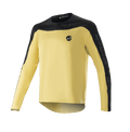 Alpinestars Drop Meta Long Sleeve Jersey, maglia da MTB mountain bike, oro e nero, carré sulle spalle e pannelli esterni delle maniche neri, piccolo logo circolare sul petto, tessuto in rete leggero e traspirante, orlo posteriore allungato