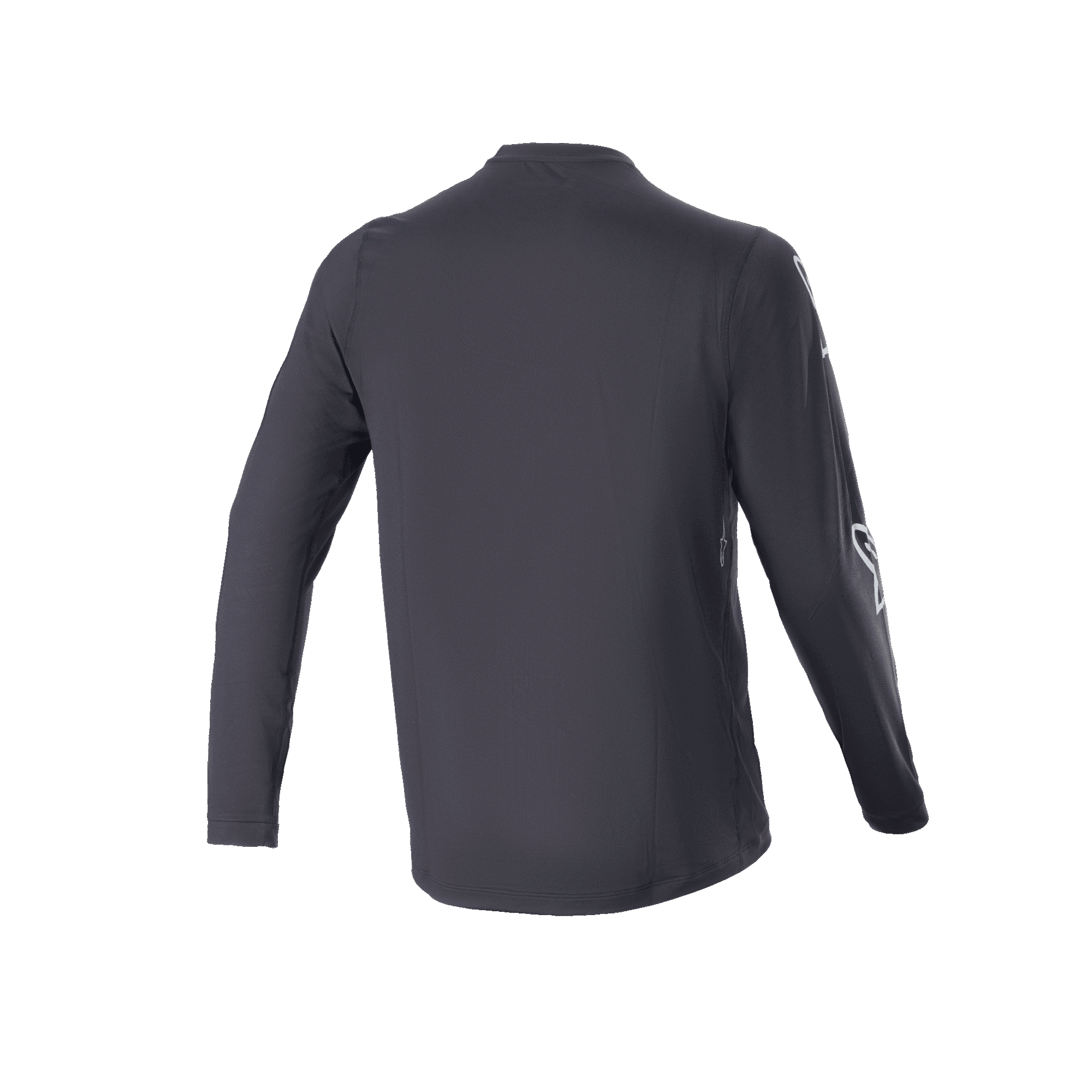 Alpinestars Maglia A-Dura Switch a maniche lunghe, nero, vista posteriore, con coda allungata e logo discreto sulla manica, maglia da ciclismo MTB leggera per trail