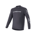 Alpinestars A-Dura Switch Long Sleeve Jersey, maglia a maniche lunghe, nero, scritta Alpinestars bianca sul petto e loghi stella sulle maniche, tessuto tecnico leggero, abbigliamento per ciclismo MTB