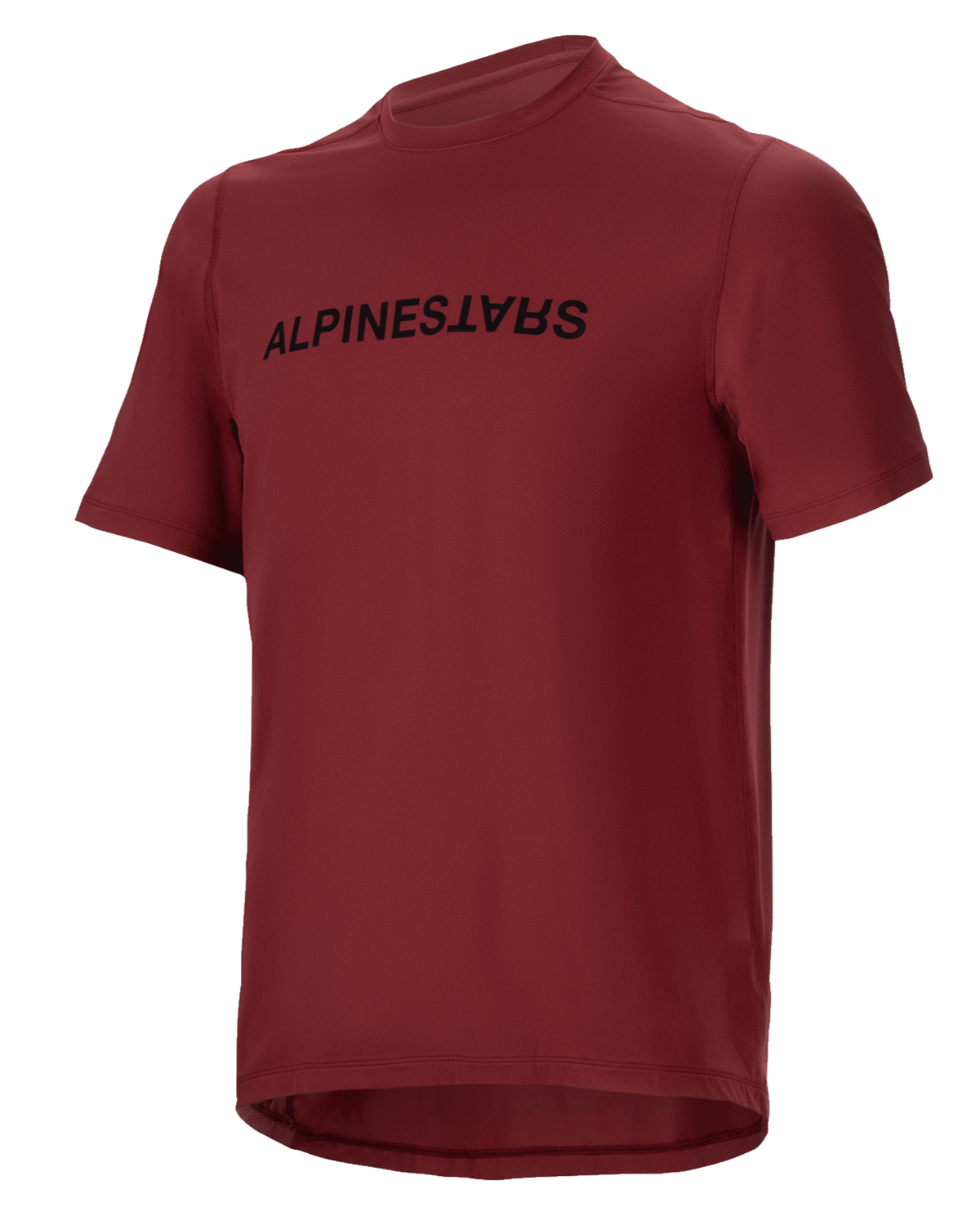 Alpinestars A-Dura Switch Jersey, maglia MTB a maniche corte, bordeaux, logo nero sul petto, tessuto leggero e traspirante, girocollo e orlo posteriore allungato, progettata per il ciclismo fuoristrada