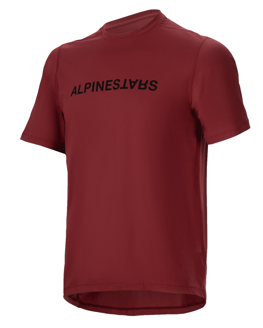 Alpinestars A-Dura Switch Jersey, maglia MTB a maniche corte, bordeaux, logo nero sul petto, tessuto leggero e traspirante, girocollo e orlo posteriore allungato, progettata per il ciclismo fuoristrada