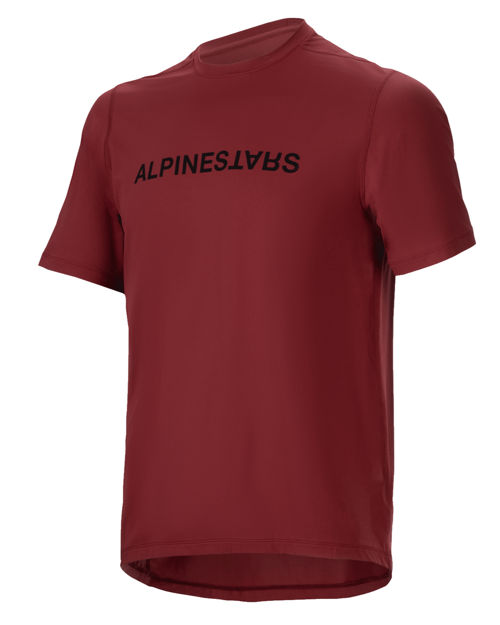 Alpinestars A-Dura Switch Jersey, maglia MTB a maniche corte, bordeaux, logo nero sul petto, tessuto leggero e traspirante, girocollo e orlo posteriore allungato, progettata per il ciclismo fuoristrada