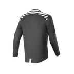 Maglia a maniche lunghe Alpinestars A-Dura Dri Oscar, Black Reflective, vista posteriore con strisce riflettenti bianche su spalle e braccia, tessuto tecnico riciclato drirelease®, orlo posteriore allungato per il ciclismo fuoristrada