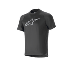Alpinestars Maglia A-Dura Dri Oscar - Maniche Corte, nero riflettente, con un grande logo Alpinestars riflettente argentato sul petto, maglia tecnica da mountain bike con vestibilità regolare