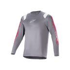 Alpinestars A-Supra Astar Maglia a maniche lunghe, maglia MTB grigio scuro con grafiche rosse sulle maniche e accenti bianchi sulle spalle, logo Astars bianco sul petto, abbigliamento tecnico da ciclismo per mountain bike