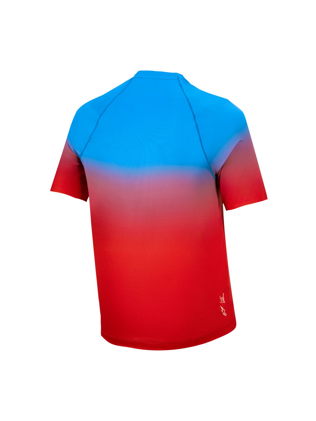 Maglia MTB Ragazzo A-Dura Astars 2.0, maniche corte con sfumatura rosso e blu, abbigliamento tecnico visto dal retro.