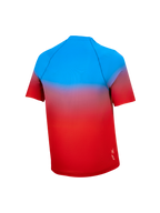 Maglia MTB Ragazzo A-Dura Astars 2.0, maniche corte con sfumatura rosso e blu, abbigliamento tecnico visto dal retro.
