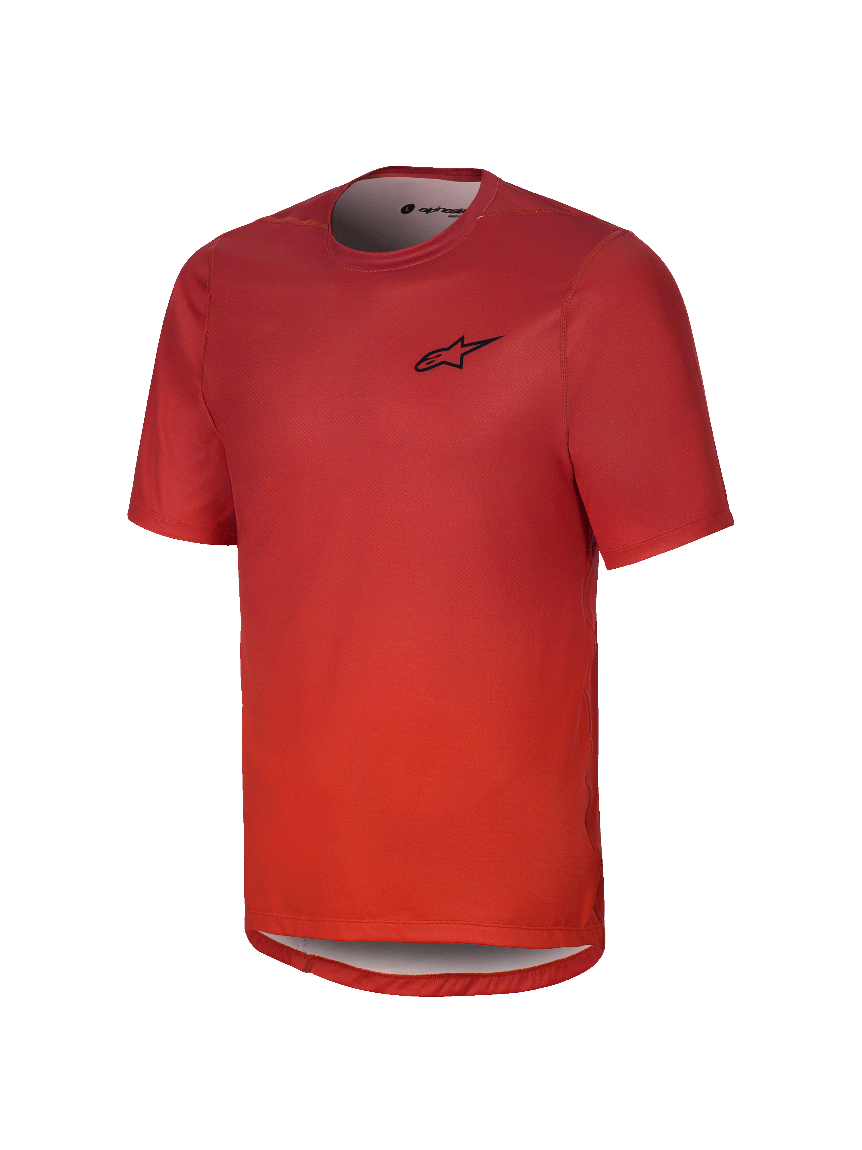 Alpinestars Youth A-Dura Rise Short Sleeve Jersey, maglia da mountain bike a maniche corte per ragazzi, arancione Spicy Orange, con logo nero sul petto, girocollo e bordo posteriore allungato, tessuto jacquard traspirante