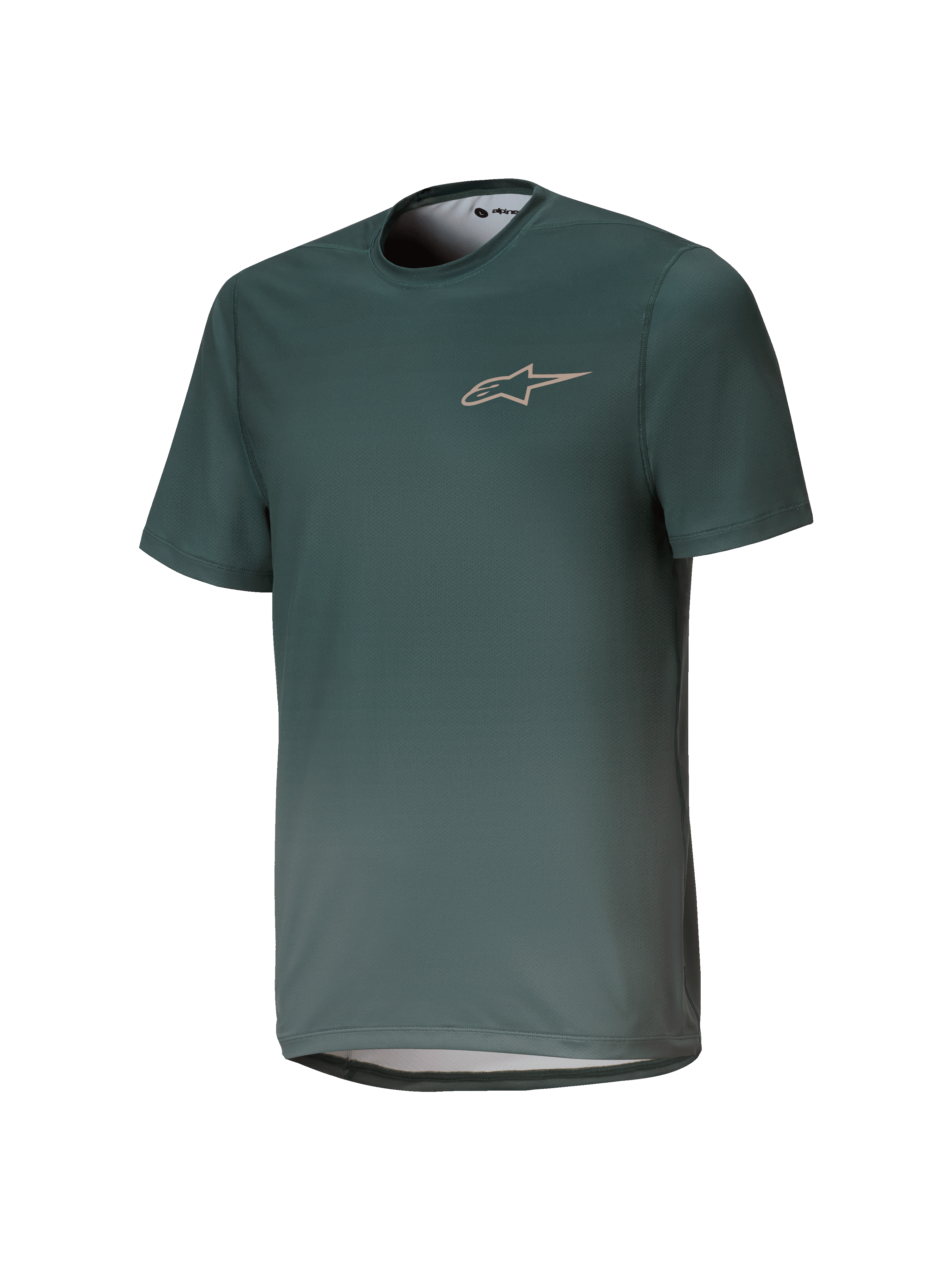 Alpinestars Youth A-Dura Rise Jersey, maglia MTB a maniche corte per ragazzi, verde Silver Pine, girocollo con logo sul petto, tessuto jacquard traspirante