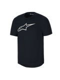 Alpinestars Youth A-Dura Short Sleeve Jersey, maglia MTB nera, grande logo Astars bianco sul petto, design a girocollo, abbigliamento tecnico casual per mountain bike