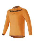 Alpinestars Youth A-Dura Rocker Long Sleeve Jersey, maglia a maniche lunghe da ragazzo, oro scuro con scritta e logo Alpinestars neri sul petto, girocollo, coda più lunga, abbigliamento da mountain bike leggero e performante
