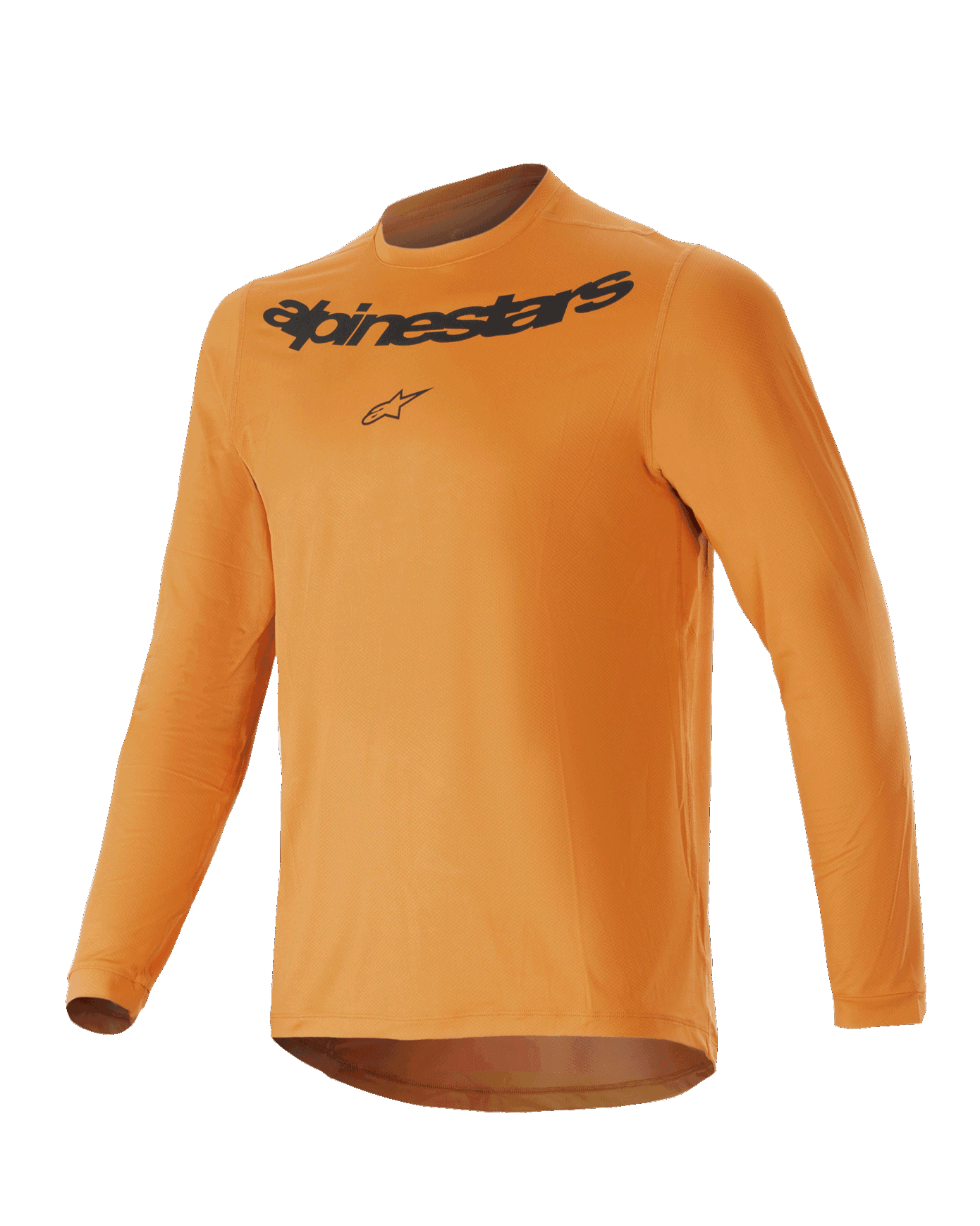 Alpinestars Youth A-Dura Rocker Long Sleeve Jersey, maglia a maniche lunghe da ragazzo, oro scuro con scritta e logo Alpinestars neri sul petto, girocollo, coda più lunga, abbigliamento da mountain bike leggero e performante
