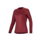 Maglia Termica Stella A-Dura, maglia da mountain bike a maniche lunghe da donna in borgogna, tessuto isolante con pile e coda allungata