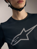 Maglia Alpinestars Stella A-Dura Ride nera con logo Astars argento, abbigliamento tecnico donna per mountain bike