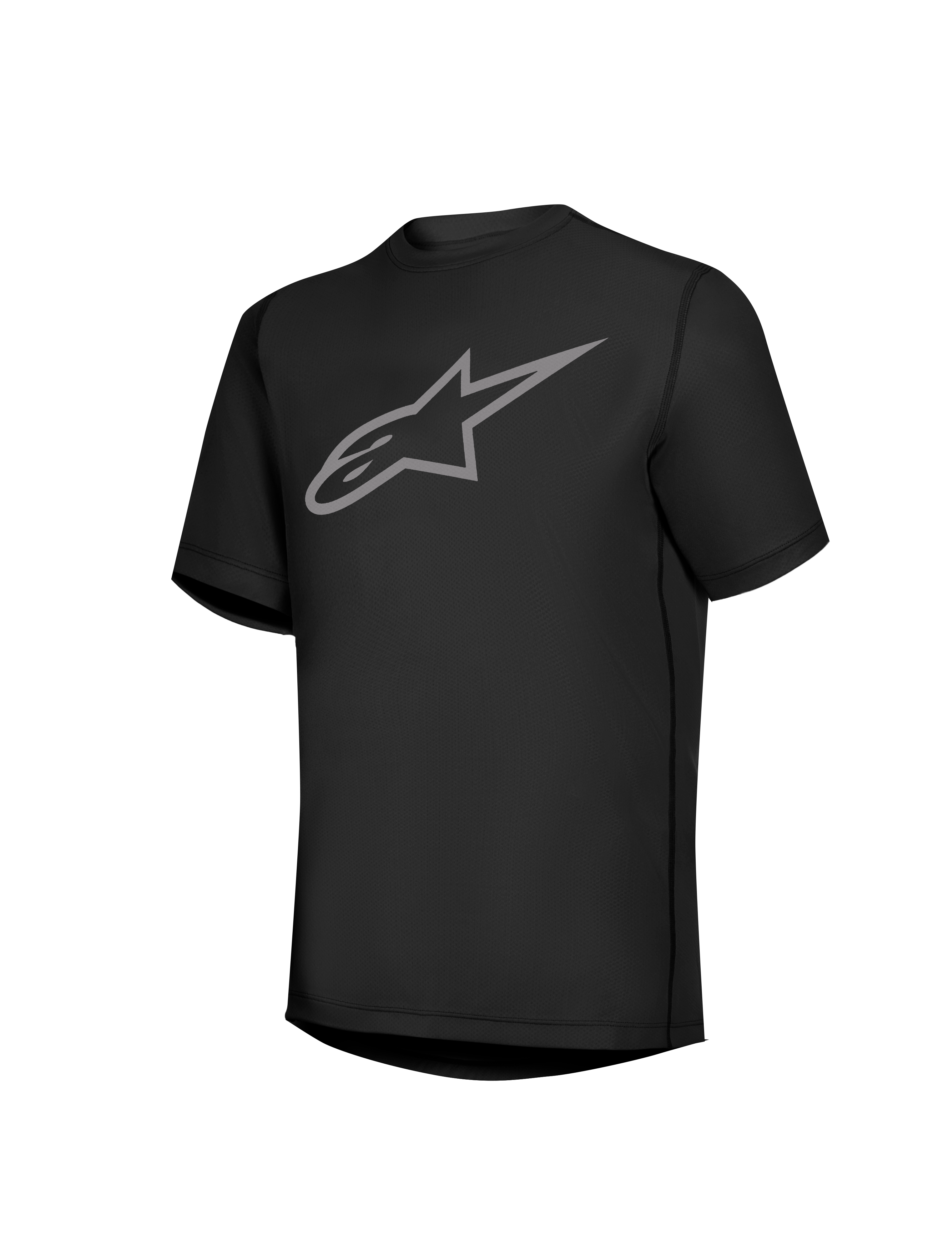 Maglia Alpinestars Stella A-Dura Ride nera con logo Astars grigio, abbigliamento tecnico da MTB per donna.