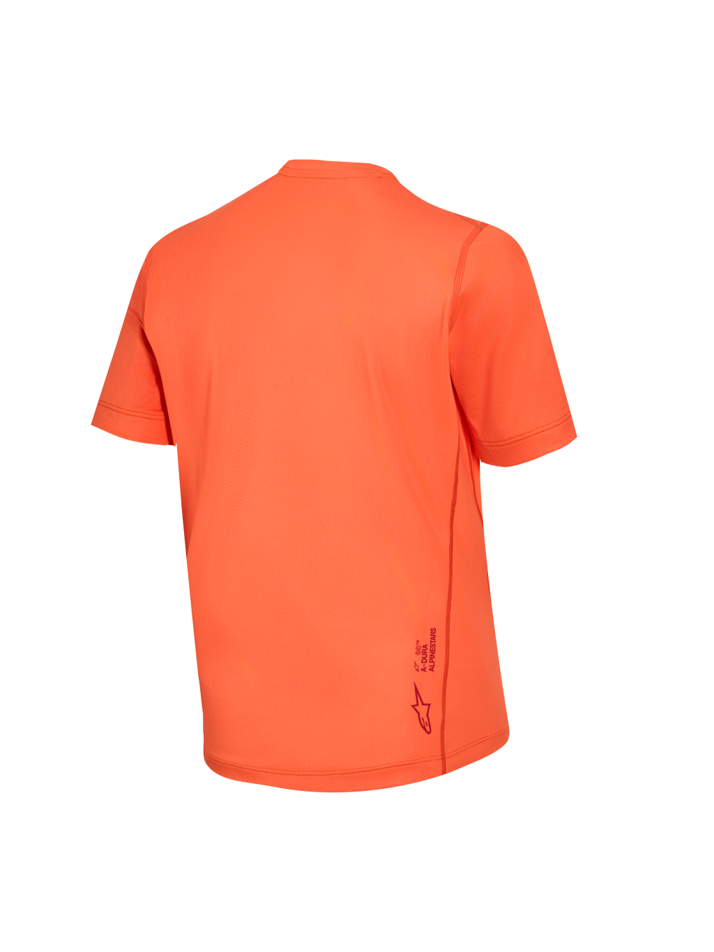 Maglia Stella A-Dura Ride donna arancione, vista posteriore in tessuto jacquard con dettaglio logo inferiore.