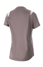 Maglia Alpinestars Stella Alps Escape Short Sleeve da donna, grigio Sparrow con accenti bianchi sulle spalle, vista posteriore con ampia rete perforata per la ventilazione, tessuto DriRelease traspirante, abbigliamento da mountain bike per donna