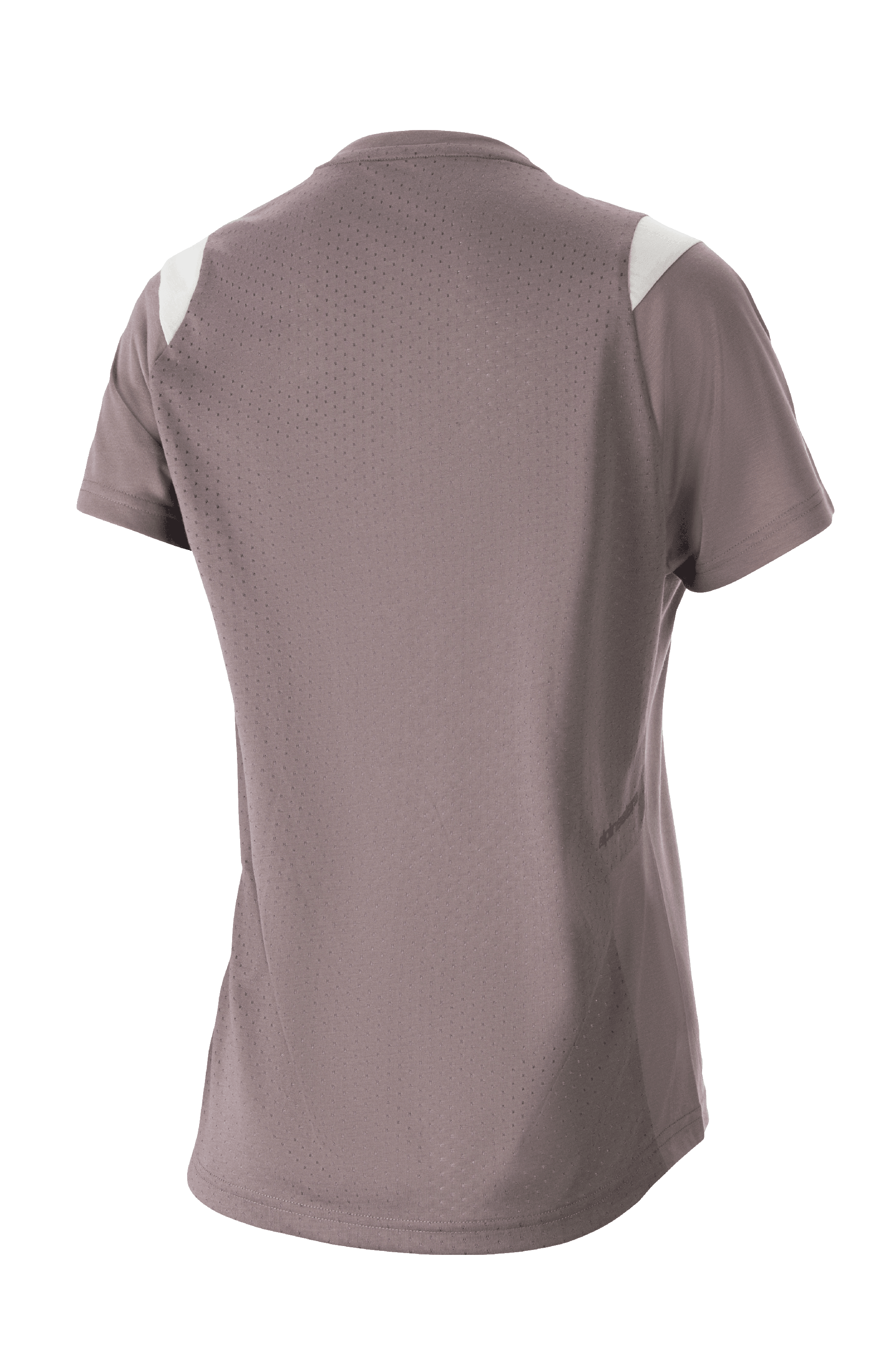 Maglia Alpinestars Stella Alps Escape Short Sleeve da donna, grigio Sparrow con accenti bianchi sulle spalle, vista posteriore con ampia rete perforata per la ventilazione, tessuto DriRelease traspirante, abbigliamento da mountain bike per donna