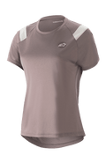 Alpinestars Stella Alps Escape Jersey da donna, maglia da MTB a maniche corte, grigio Sparrow con inserti bianchi sulle spalle, pannelli in mesh traforato per la traspirabilità, orlo posteriore allungato e arrotondato, piccolo logo Astar circolare sul petto, vestibilità sportiva casual per mountain bike