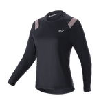 Alpinestars maglia Stella Alps Escape, maglia da mountain bike da donna a maniche lunghe, nera con pannelli grigio chiaro sulle spalle, girocollo, piccolo logo bianco sul petto, vestibilità atletica