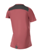 Alpinestars Stella A-Dura Dri Switch Jersey da donna, maglia a maniche corte per mountain bike, bordeaux, vista posteriore con pannello in mesh nero per la ventilazione e design con coda più lunga