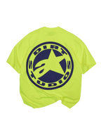Maglietta Tech Series Limited Edition Dirt Studios® Alpinestars, giallo fluo con grande logo blu navy sul retro, cotone.