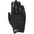 Alpinestars Atom Gloves, guanti da moto, neri, con inserti in mesh per la traspirabilità, struttura in tessuto elasticizzato, protezione imbottita per le nocche e cinturino a strappo con logo a stella bianco