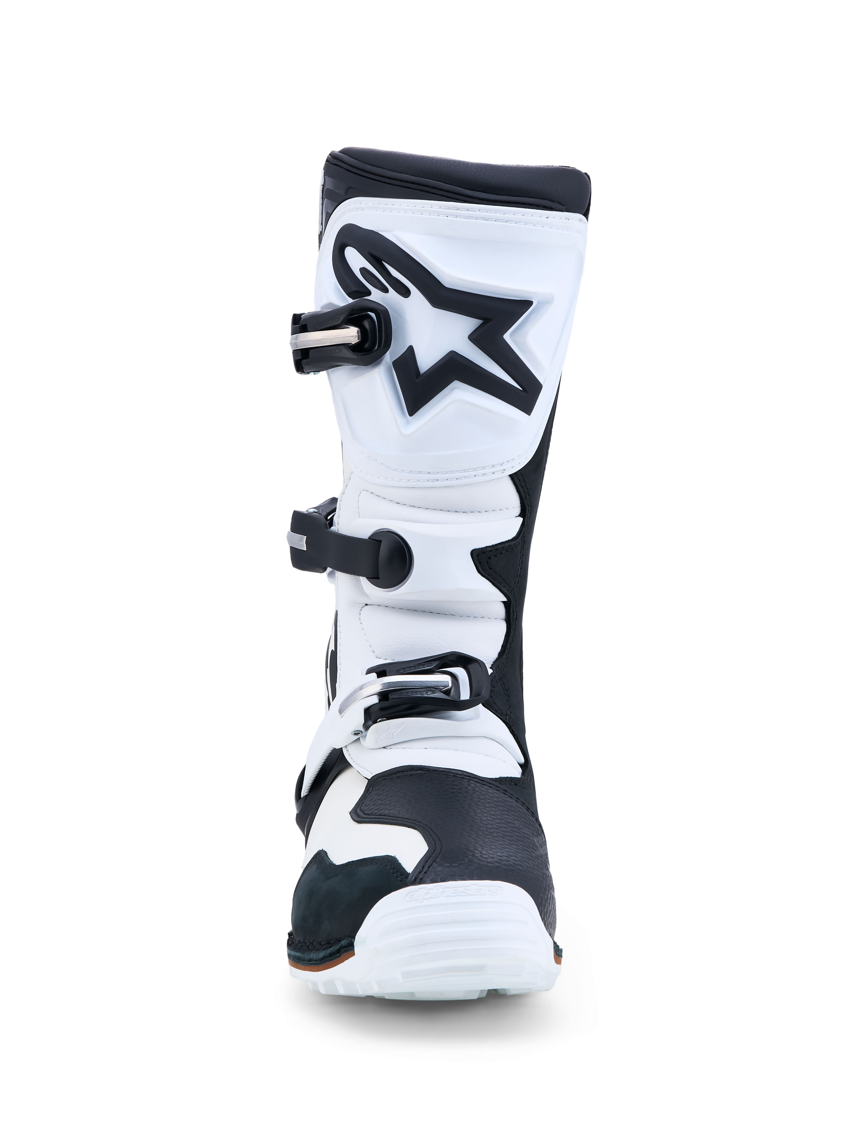 Alpinestars Stivali Tech-T, stivali da moto trial per uomo, bianco e nero, in pelle e microfibra con protezione tibia in TPU, certificati CE