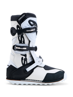 Alpinestars Stivali Tech-T, stivali da moto trials in pelle neri e bianchi con placca tibiale in TPU, certificati CE.