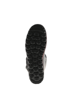 Stivali Alpinestars Tech-T, vista della suola, nero con accenti rossi, con motivo a tasselli esagonali testurizzati, suola da trial proprietaria progettata per offrire massimo grip e sensibilità sulle pedane