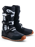 Alpinestars Stivali Tech-T, stivali da moto trials per uomo, neri e bianchi, in pelle con placca tibiale in TPU e suola in gomma ad alta aderenza, certificati CE