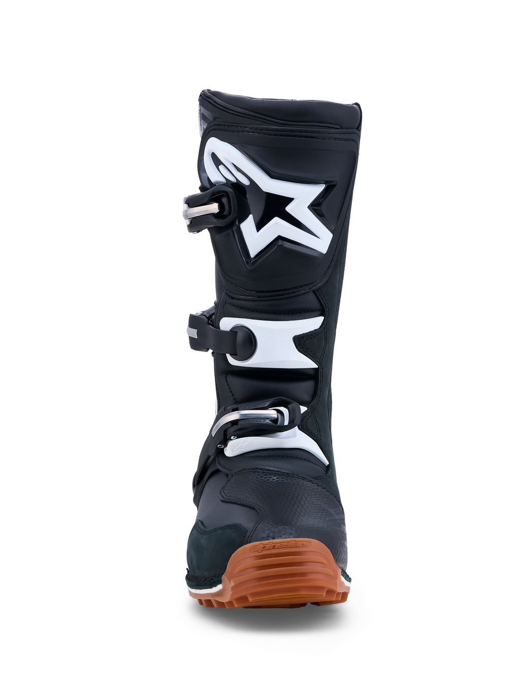 Alpinestars Stivali Tech-T, stivali da moto trials da uomo, neri e bianchi, realizzati in pelle con suola in gomma ad alta aderenza, certificati CE