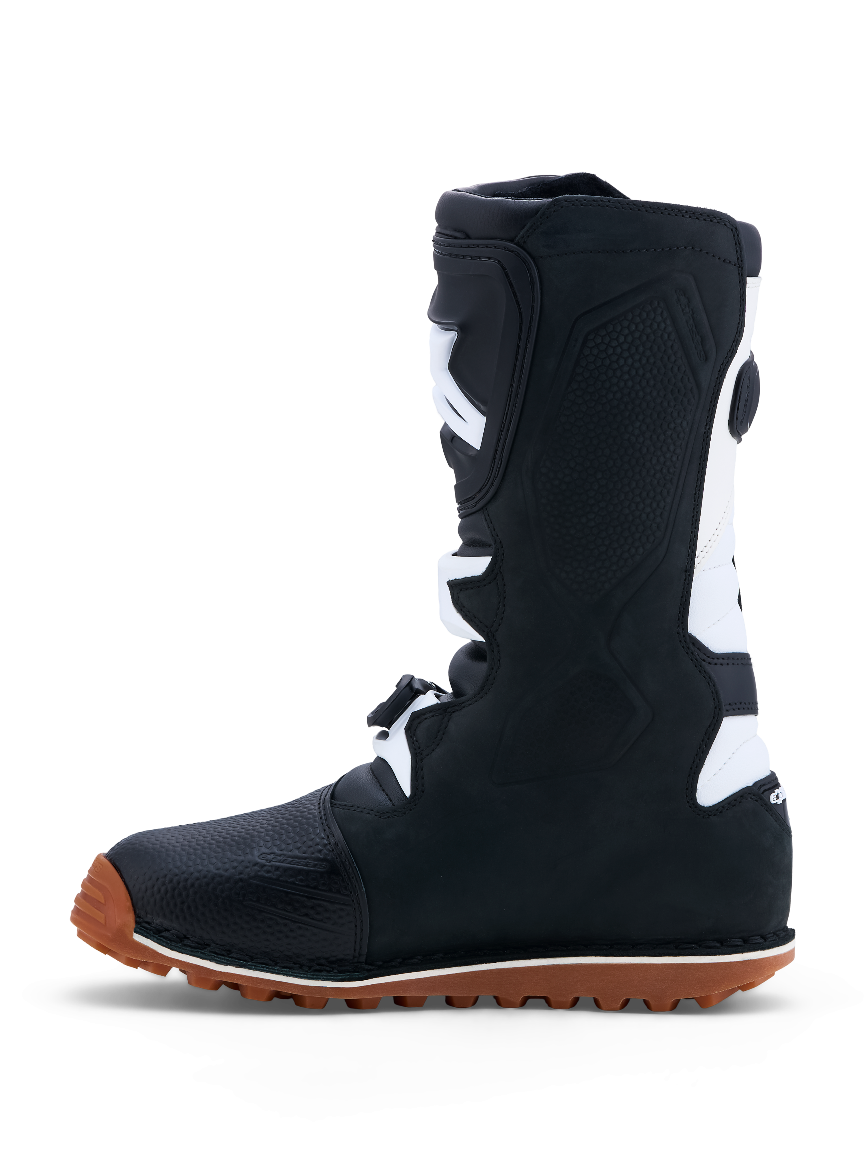 Alpinestars Stivali Tech-T, stivali moto trial da uomo, nero e bianco, suola in gomma ad alta aderenza, certificati CE