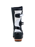 Alpinestars Stivali Tech-T, stivali da moto per trial, neri e bianchi, costruzione in pelle con suola in gomma, certificati CE, vista posteriore