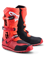 Alpinestars Stivali Tech-T, stivali da moto trials, rossi fluorescenti e neri, con placca tibiale in TPU e sistema a tre fibbie, suola ad alta aderenza, certificati CE