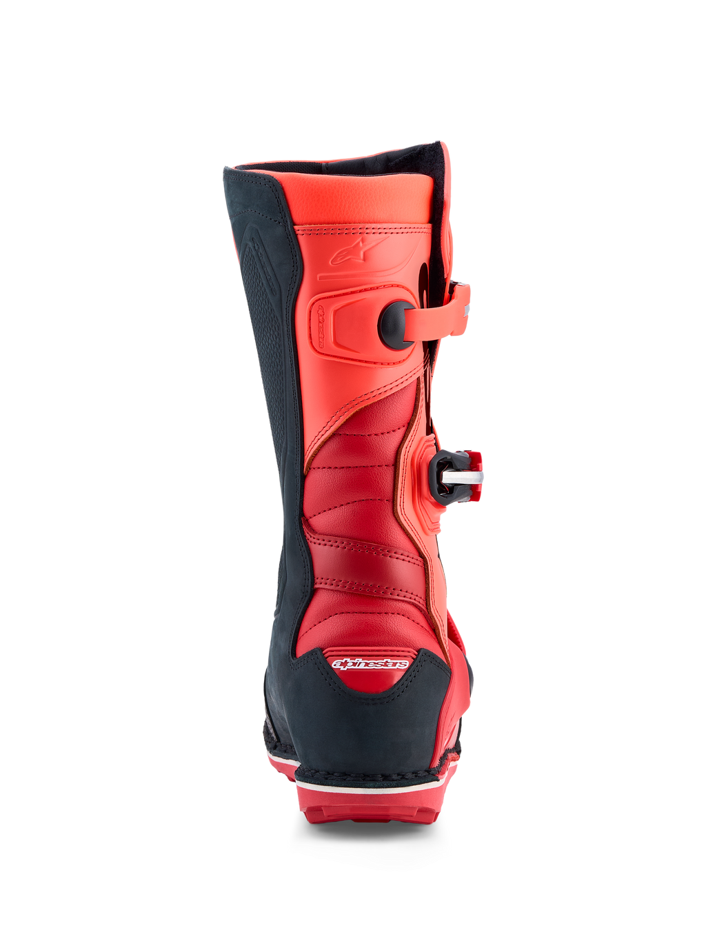 Alpinestars Stivali Tech-T, stivali da trial per uomo, rosso fluo e nero, in pelle con zone a fisarmonica e protezioni in TPU, certificati CE