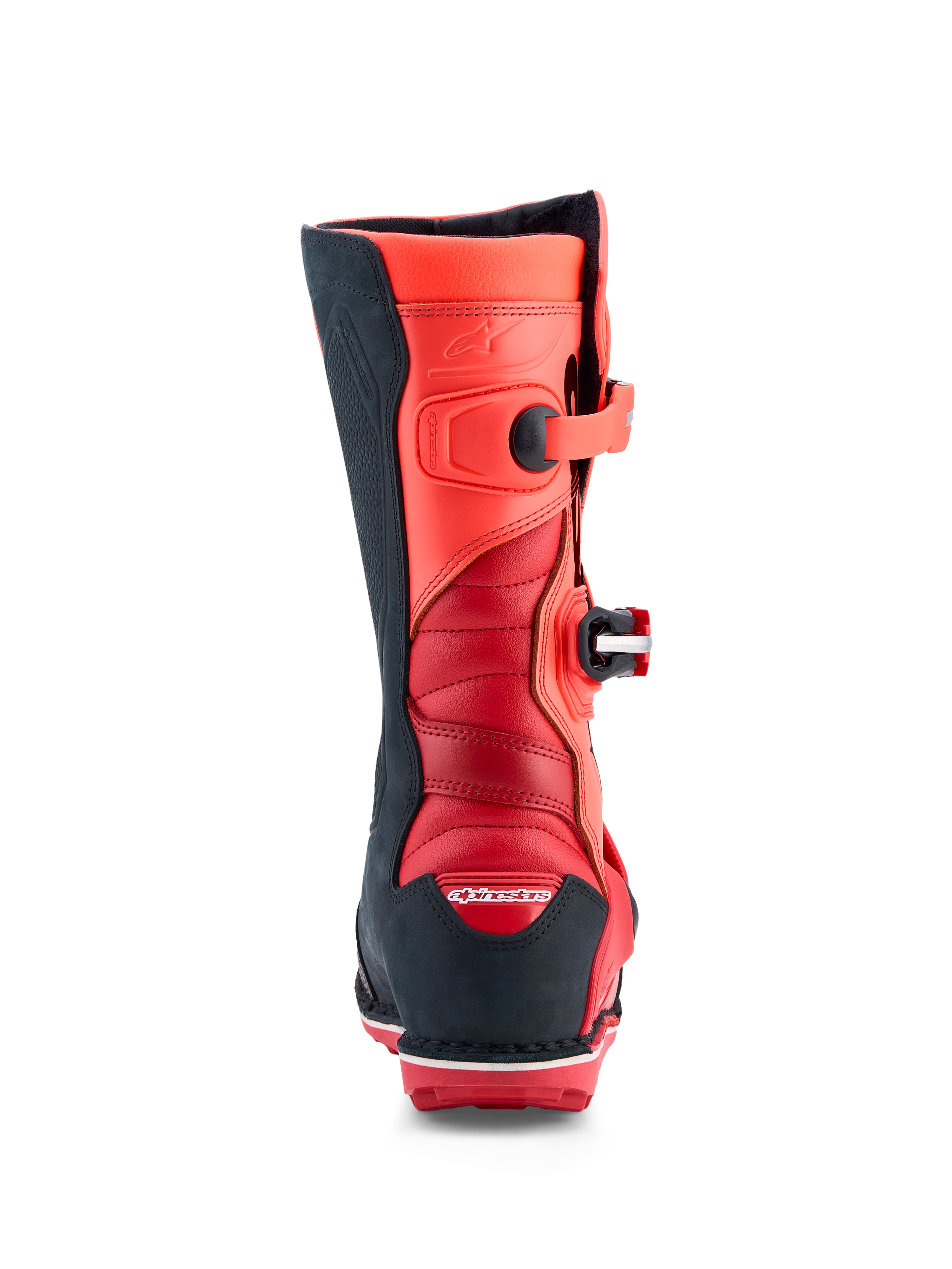 Alpinestars Stivali Tech-T, stivali da trial per uomo, rosso fluo e nero, in pelle con zone a fisarmonica e protezioni in TPU, certificati CE