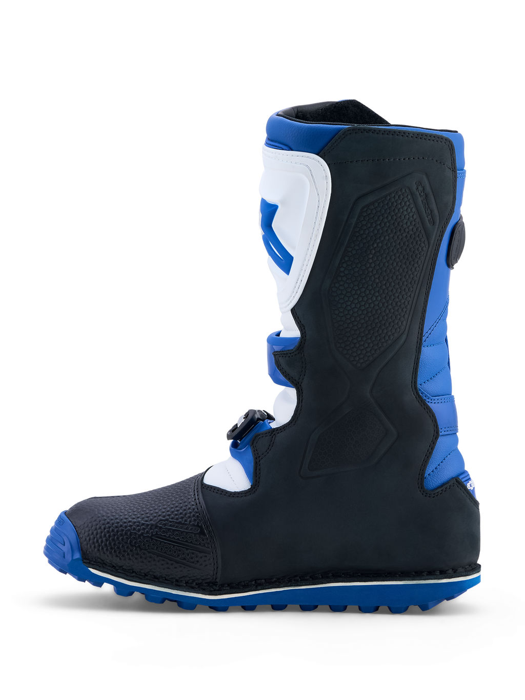 Alpinestars stivali Tech-T, stivali da moto per trial da uomo, blu, neri e bianchi, con parastinchi in TPU e suola ad alta aderenza.