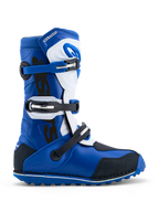 Alpinestars Stivali Tech-T, stivali da moto trial, blu e bianchi, sistema di chiusura a tre fibbie, suola in gomma ad alta aderenza, pelle e microfibra, certificati CE